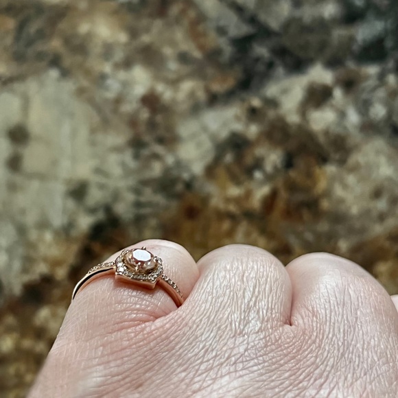 NEW Genuine Morganite & Diamond Ring 14K Rose Gold Size 7 - Picture 8 of 9